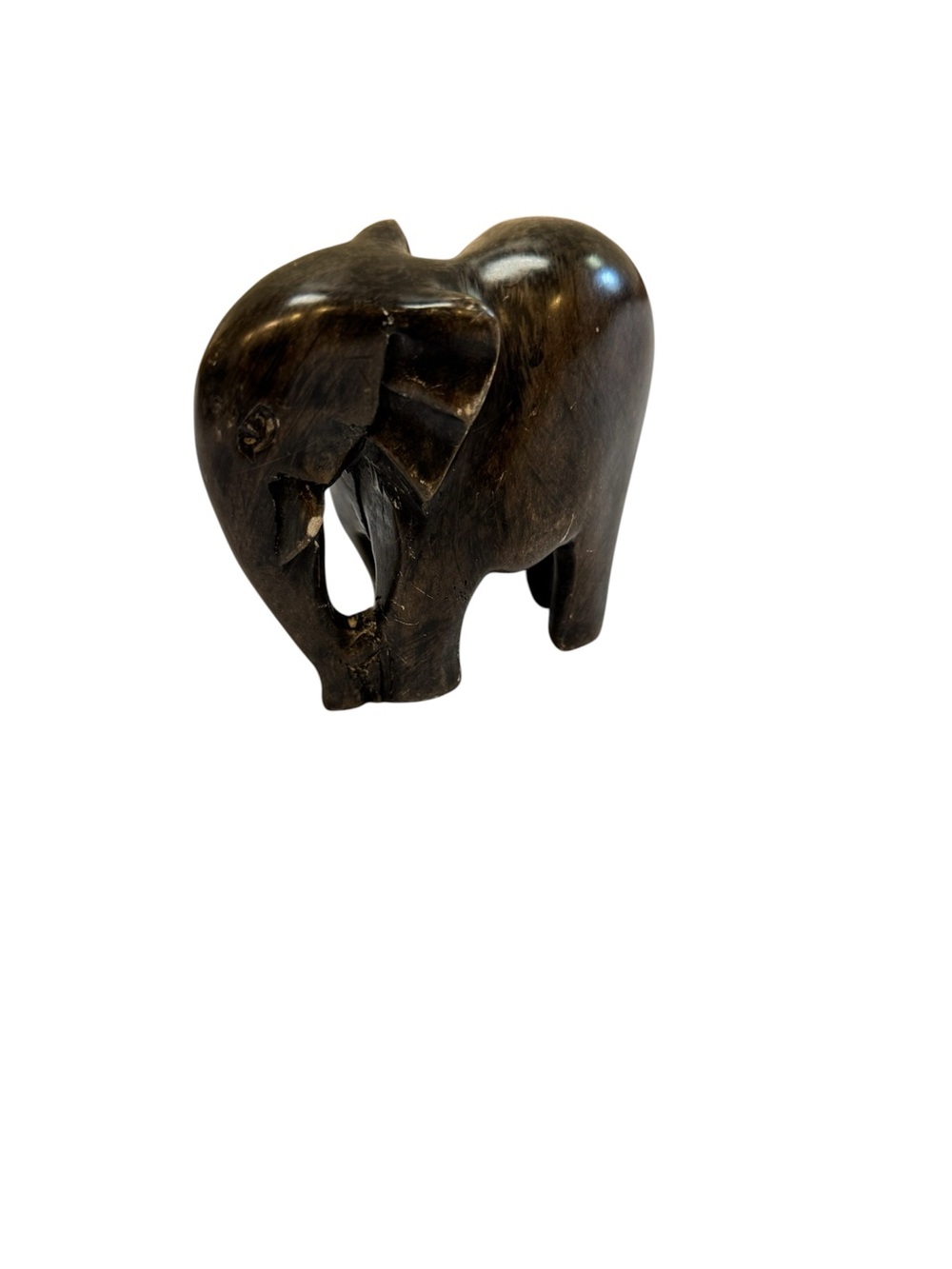 VTG Hand Carved Wood Ebony African Elephant Decorative Figure